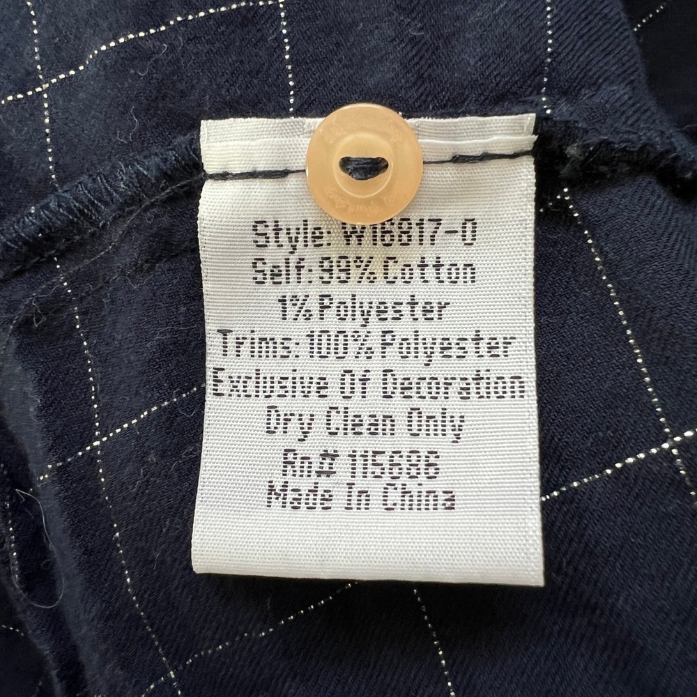 Johnny Was Embroidered Button Up Blouse Shirt Dark Blue Fall Boho Cotton Blend M - Picture 7 of 10